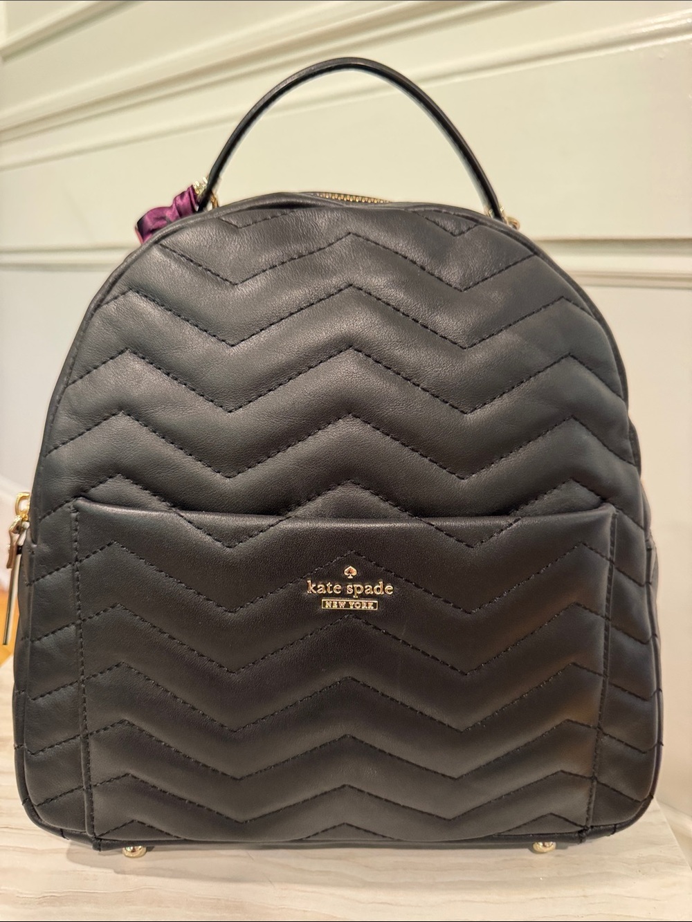 kate spade Bag Reese Park Black Quilted Leather Backpack - Picture 5 of 17